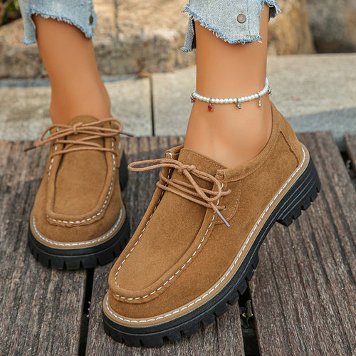 Damen modische Schnürschuhe mit robustem Profil und weichem Wildleder EB