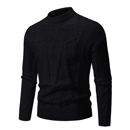 Herren Feinstrickpullover mit Kabelmuster und hohem Kragen EB