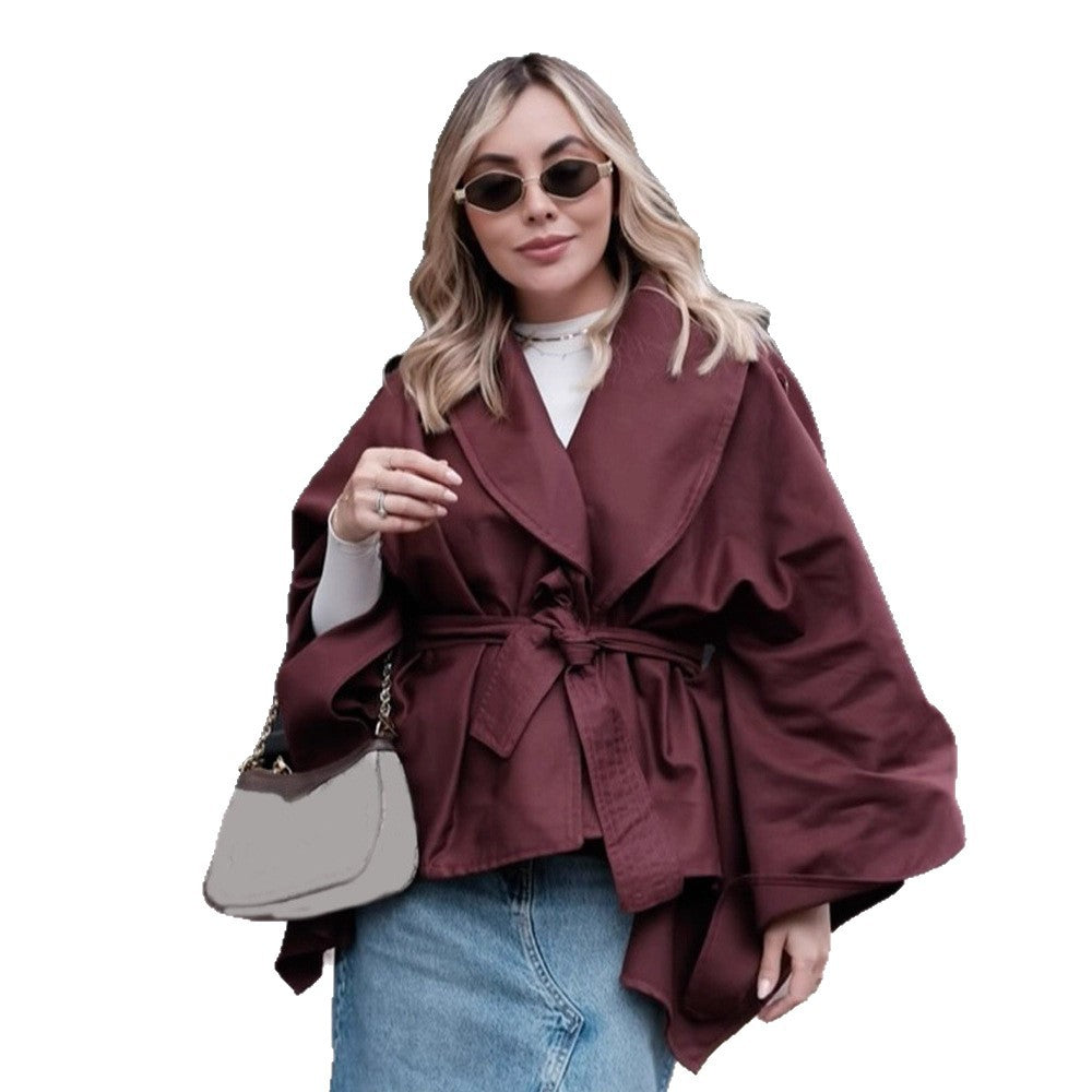 Damen Modische Oversized-Trenchcoat mit Taillengürtel EB