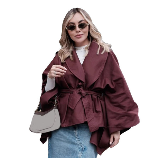 Damen Modische Oversized-Trenchcoat mit Taillengürtel EB