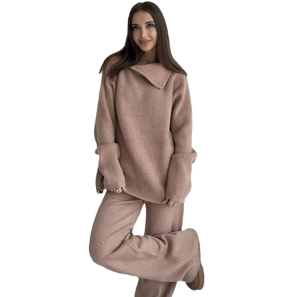 Damen Modernes Strickoberteil mit asymmetrischem Reißverschluss EB