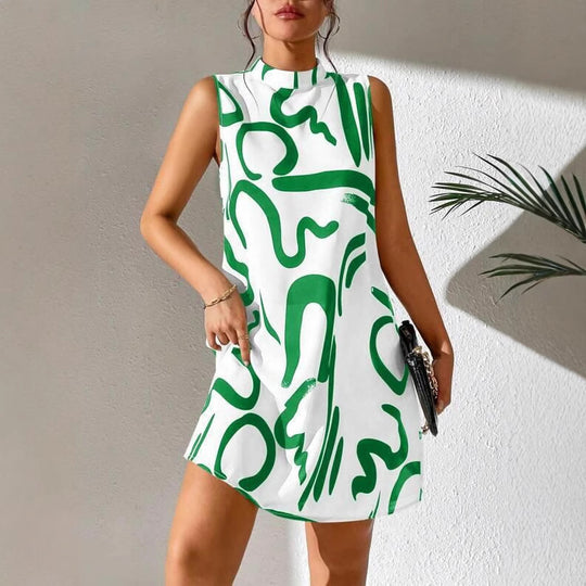 Damen Minimalistisches Cocktailkleid mit modernem grafischen Muster EB