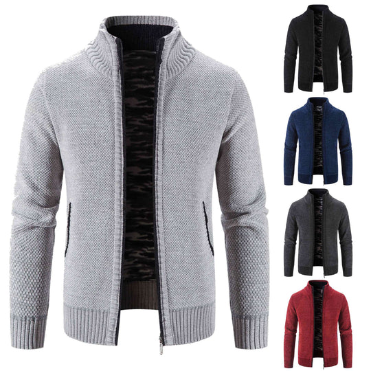 Herren Strickjacke mit hohem Kragen und praktischen Reißverschlusstaschen EB