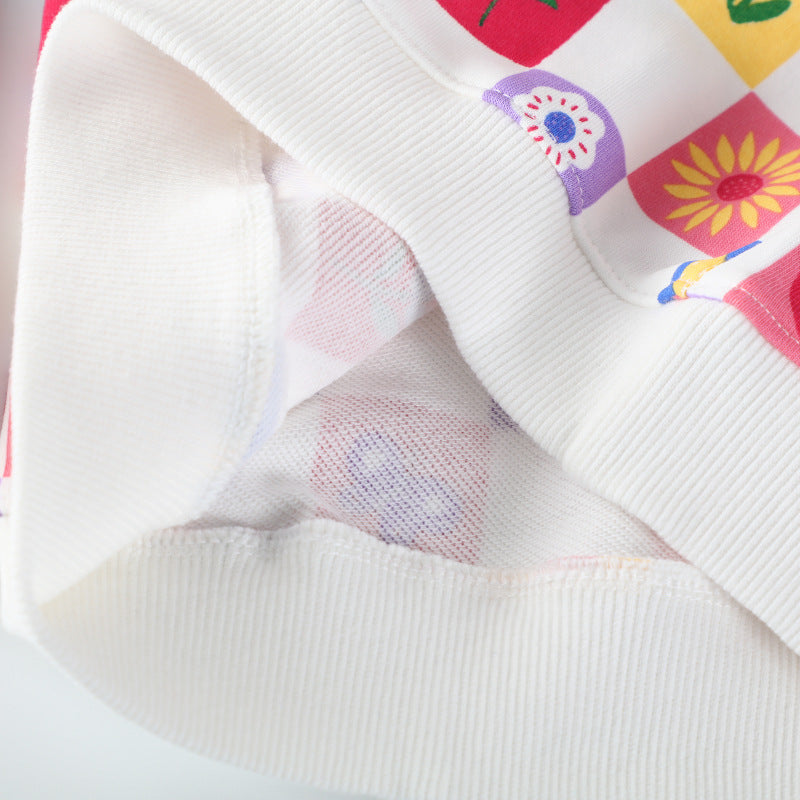Mädchen Sweatshirt mit buntem Blumen- und Fruchtmuster EB