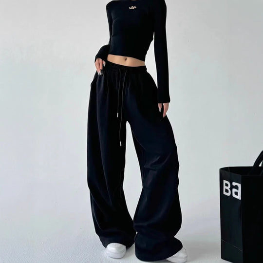 Damen nan extraweite High‑Waist-Loungehose mit elastischem Kordelbund, Kordelzug und praktischen Seitentaschen EB
