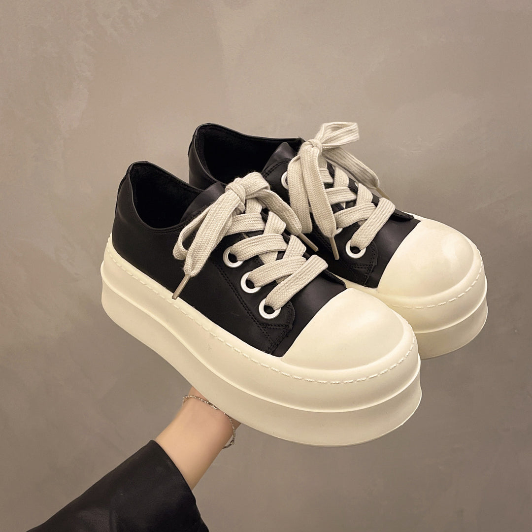 Damen Plattform Sneakers mit modischem Obermaterial und auffälligem Absatz EB