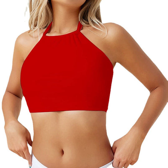 Damen sportliches Crop-Top mit hochgeschlossenem Design EB