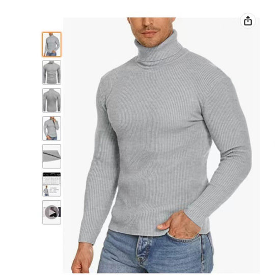 Herren Stehkragen Pullover aus ribbeltem Strick EB