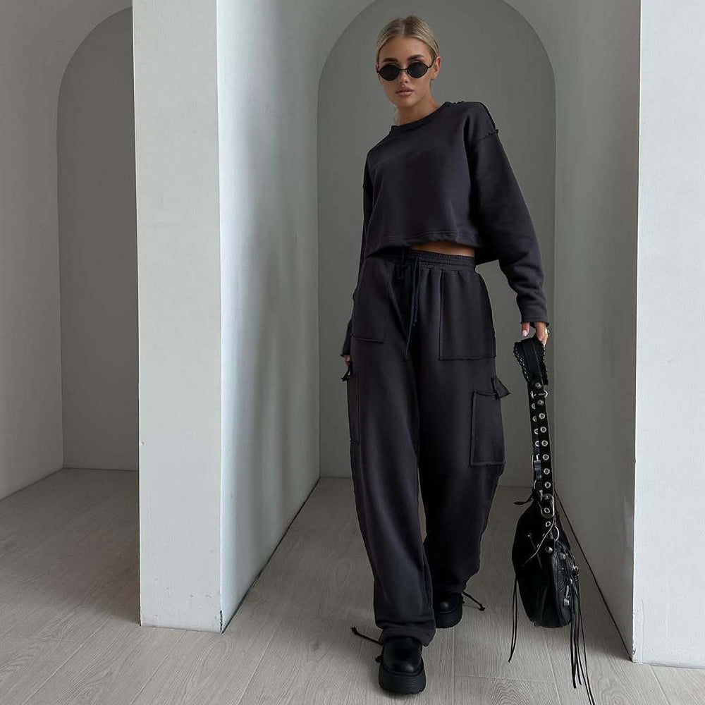 Damen lässiges Sweatshirt mit elastischem Tunnelzug EB