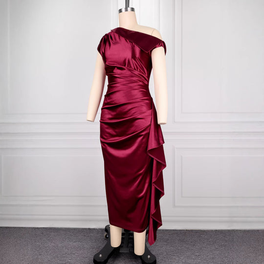 Damen figurbetontes Wickelkleid mit asymmetrischem Rüschen-Saum EB