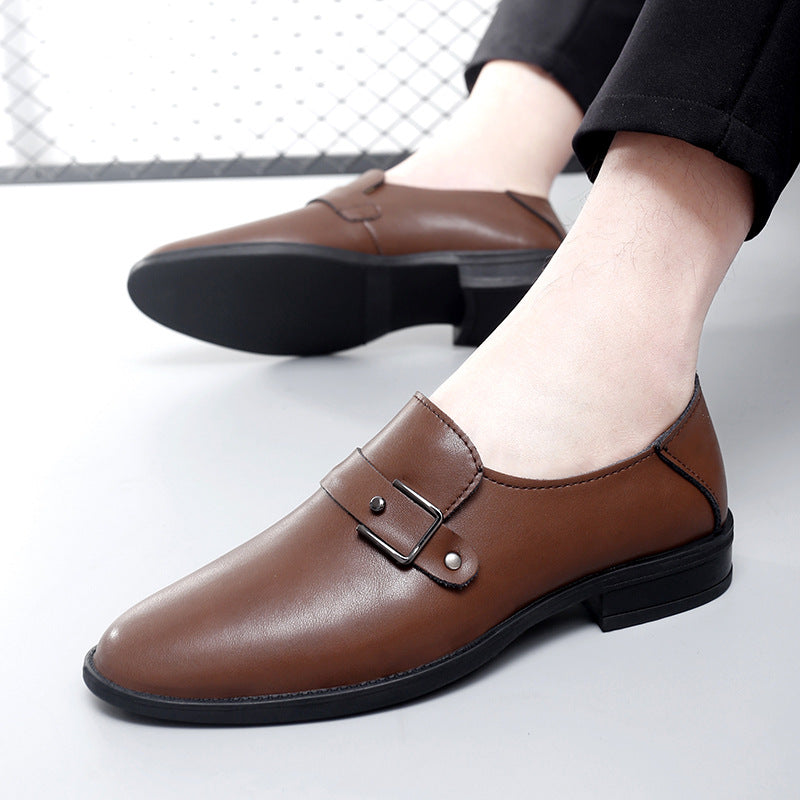 Herren Elegante Leder Slipper mit Schnalle EB