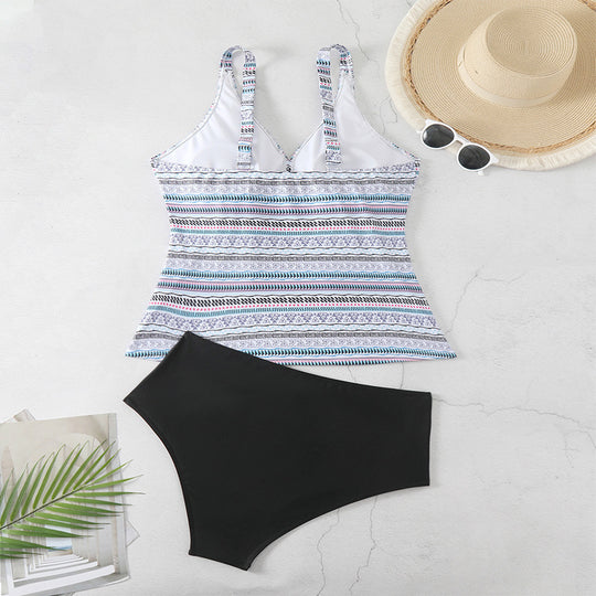 Damen Tankini mit verstellbaren Trägern und modischem Floral-Muster EB
