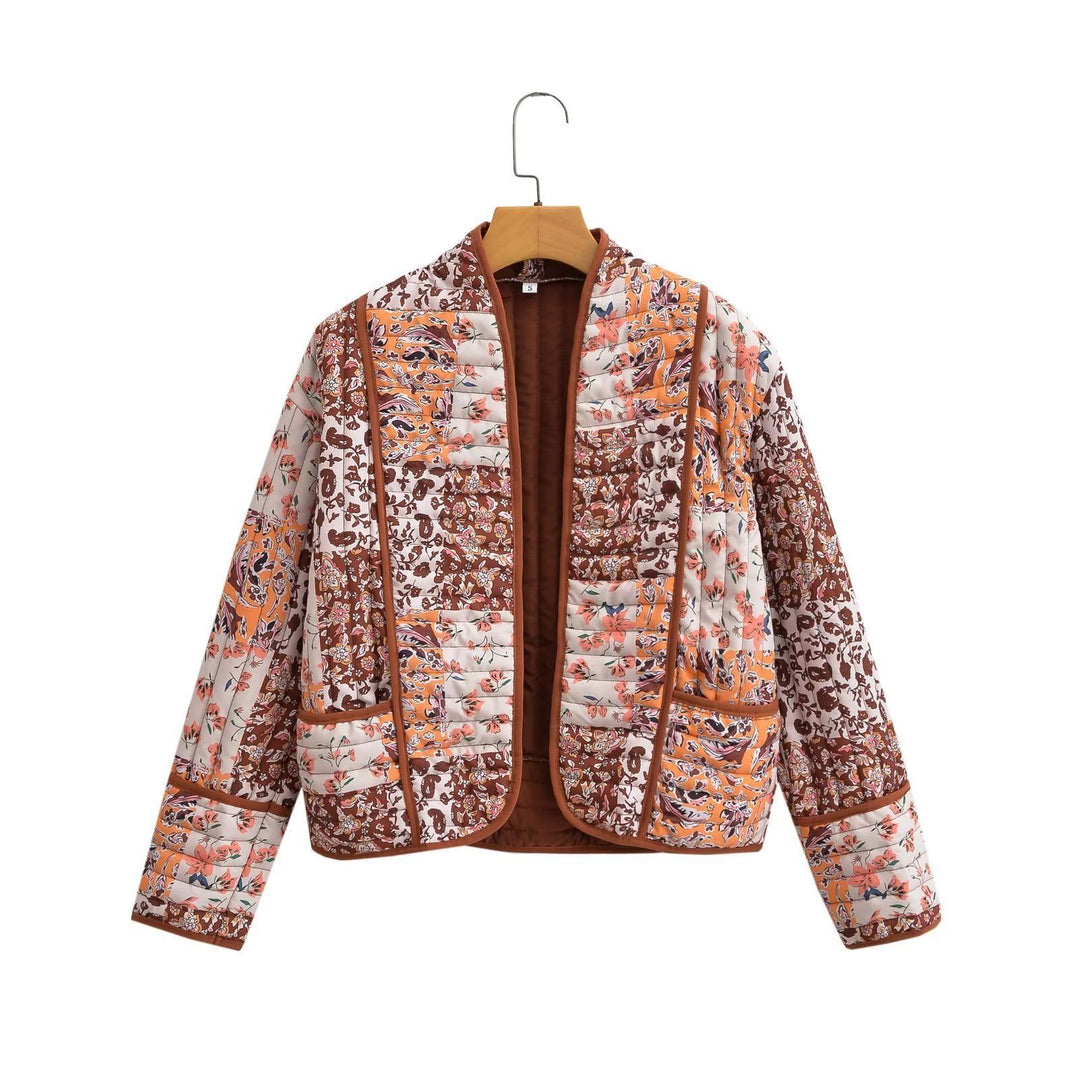 Damen nan gesteppte Patchwork Kimono-Jacke mit aufgesetzten Taschen EB