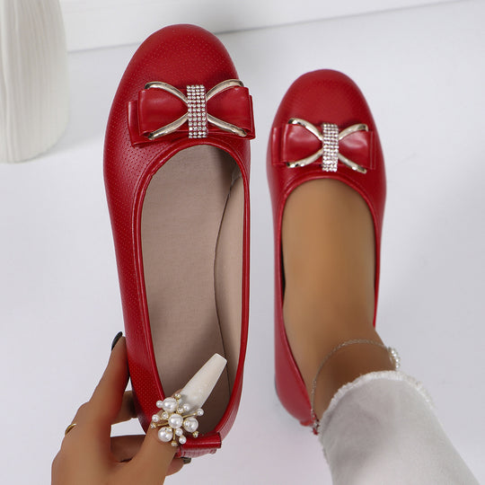 Damen  filigrane Ballerina-Slipper mit dekorativer Schleifenapplikation und gepolsterter Komfortsohle EB