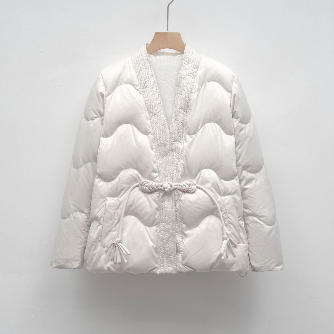Damen Voluminöse Steppjacke mit Taillenzug und eleganter Struktur EB