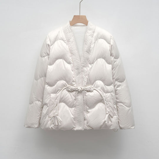 Damen Voluminöse Steppjacke mit Taillenzug und eleganter Struktur EB