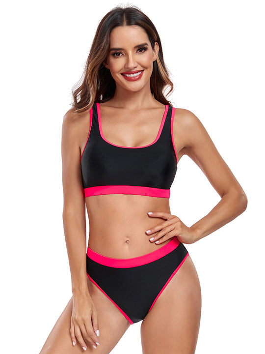 Damen Sportliches Bikini-Set mit kontrastierendem Bund EB