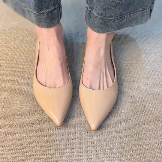 Damen spitze Ballerinas mit elegantem Glanz und verziertem Rand EB