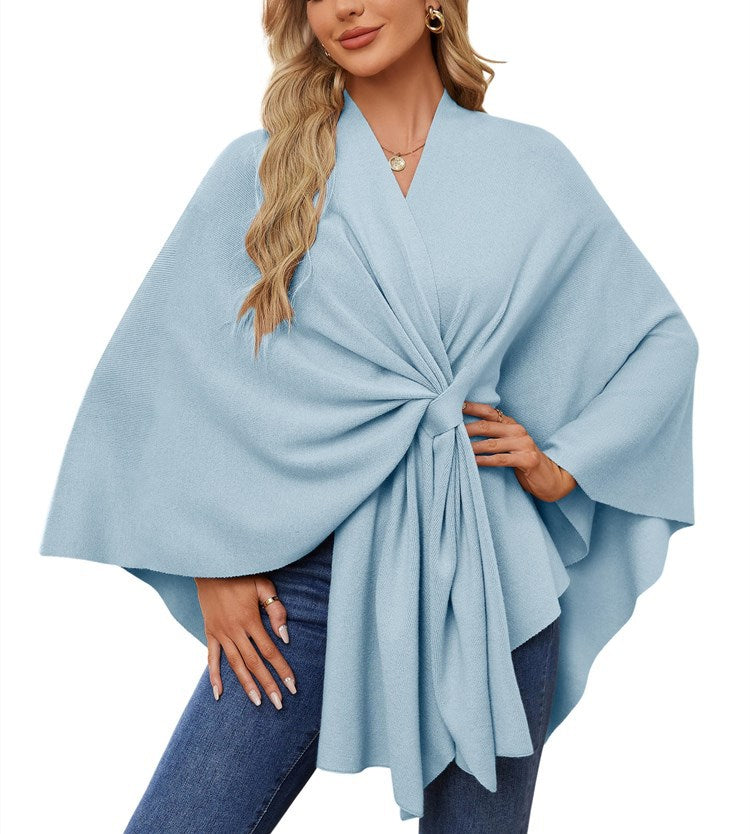 Damen Eleganter Wickelpullover mit asymmetrischem Schnitt EB
