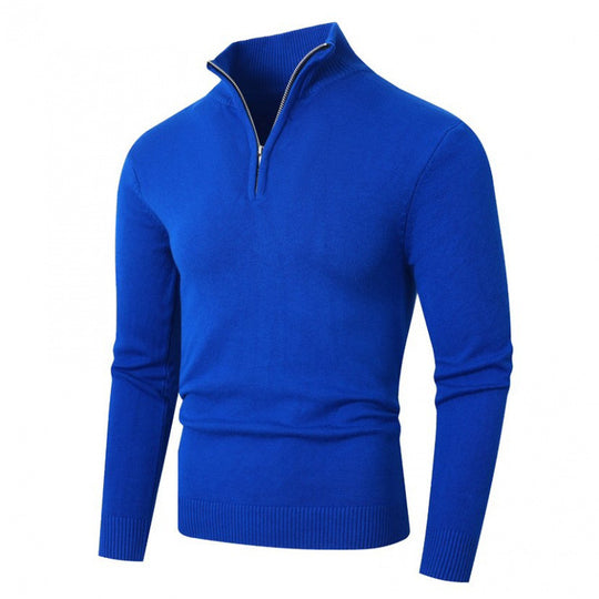 Herren modischer Strickpullover mit hohem Kragen und Reißverschluss EB