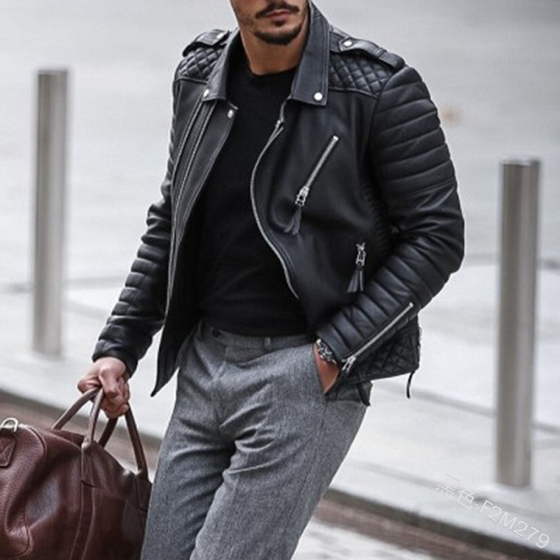 Herren Bikerjacke mit Steppungen und Reißverschlüssen EB
