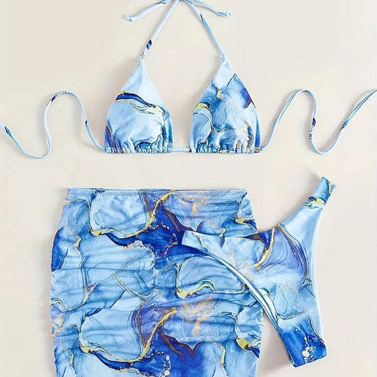 Damen Triangel-Bikini mit modischem Wickelrock EB