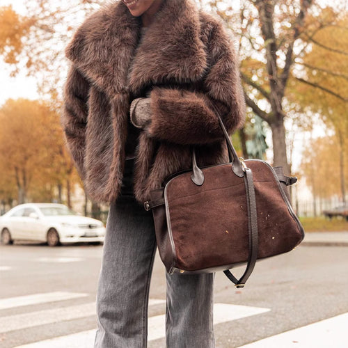 Damen Kunstfelljacke mit breitem Kragen und luxuriösem Schnitt EB