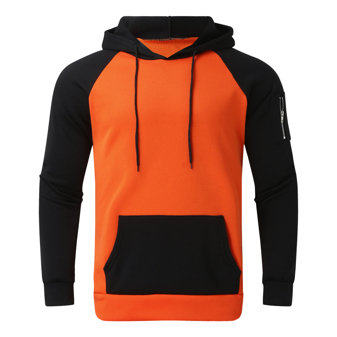 Herren sportlicher Hoodie mit Kontrastärmeln und praktischer Kängurutasche EB