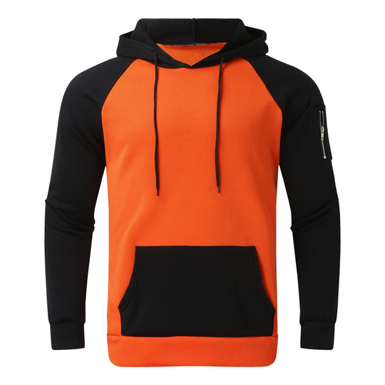 Herren sportlicher Hoodie mit Kontrastärmeln und praktischer Kängurutasche EB