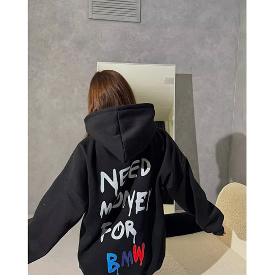 Damen Oversized Hoodie mit stylischem Schriftzug EB