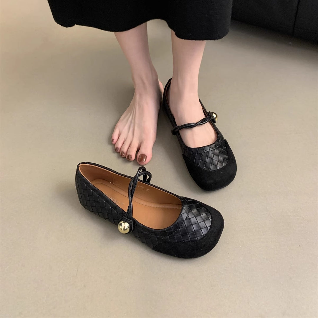 Damen Ballerinas mit modischem geflochtenem Design und eleganter Schleifen-Applikation EB