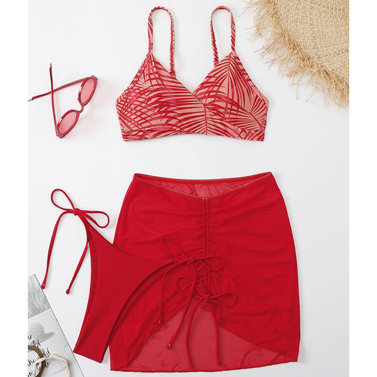 Damen Bikini-Set mit verspieltem Wickelrock und raffinierten Schnürdetails EB