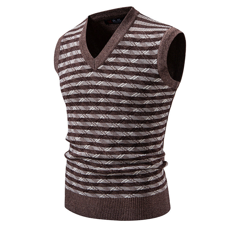 Herren ärmellose Strickjacke mit modernem Zopfmuster EB