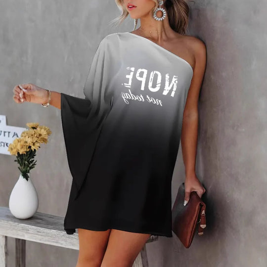 Damen asymmetrisches Mini-Kleid mit grafischem Aufdruck EB