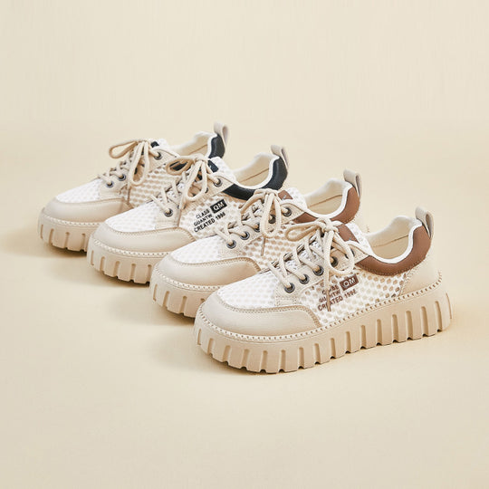 Damen Sportliche Sneakers mit atmungsaktiver Mesh-Oberfläche und rutschfester Gummisohle EB