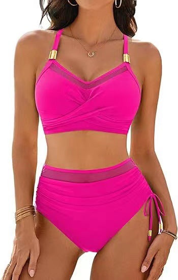 Damen Hochwertiges Bikini-Set mit transparenten Akzenten und modischem Wickeldesign EB
