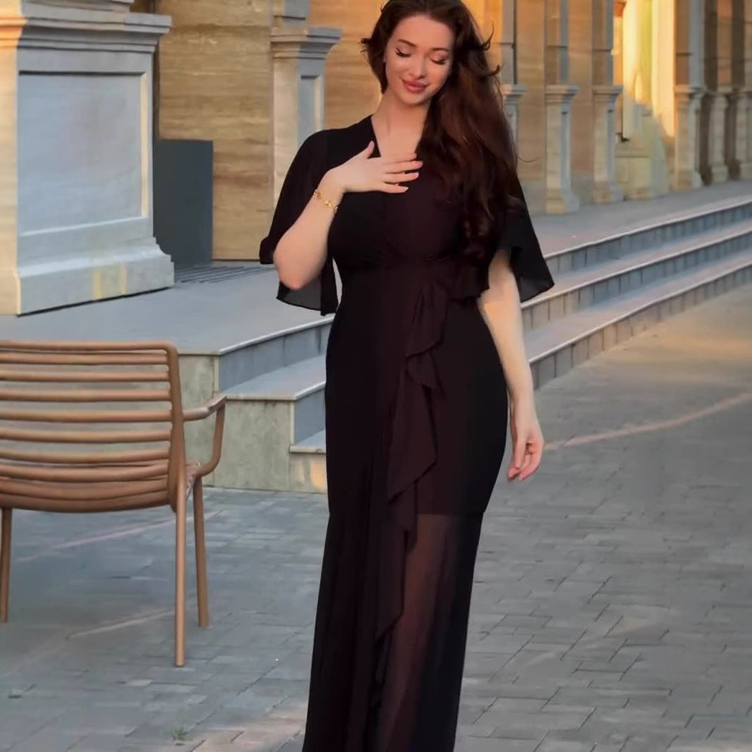 Damen Elegantes Maxikleid mit fließendem Schnitt und raffinierten ärmellosen Akzenten EB