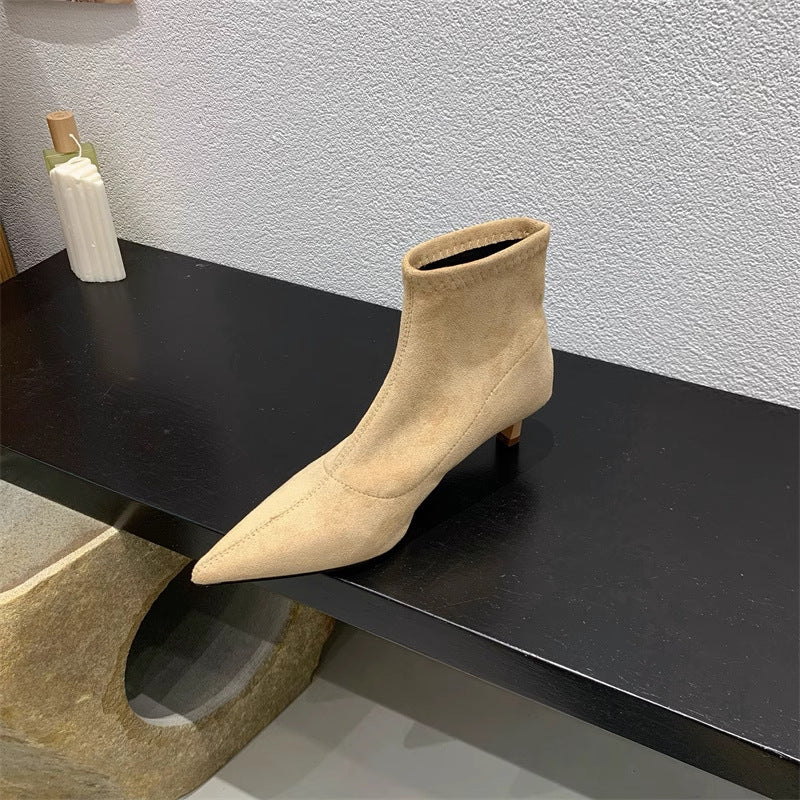 Damen Elegante Ankle-Boots aus weichem Wildleder mit modischem Stiletto EB