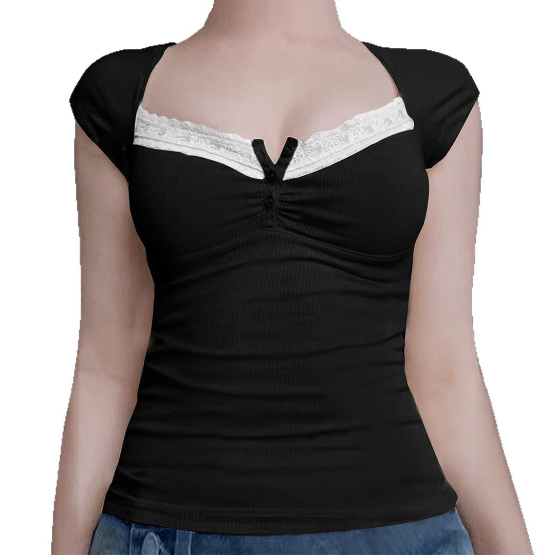 Damen Ripp-Trägershirt mit setzen Spitze EB