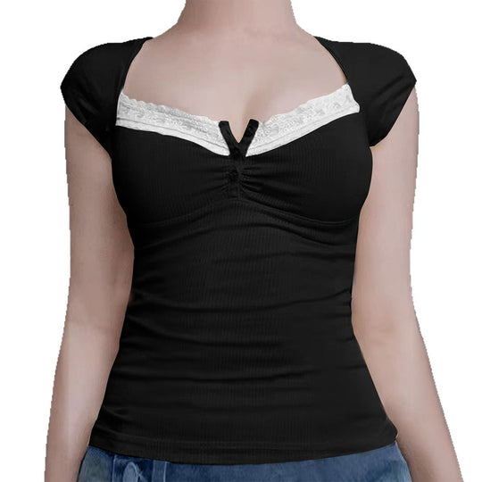 Damen Ripp-Trägershirt mit setzen Spitze EB