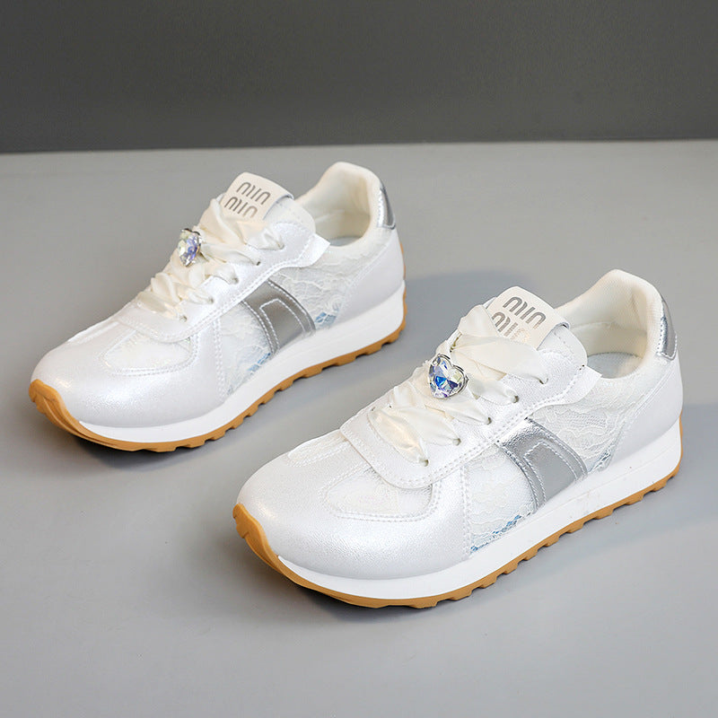 Damen sportliche Sneakers mit funkelndem Kristall und atmungsaktiver Oberfläche EB
