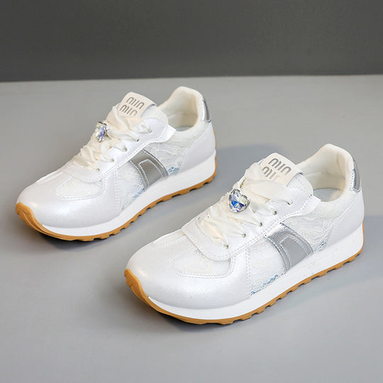 Damen sportliche Sneakers mit funkelndem Kristall und atmungsaktiver Oberfläche EB