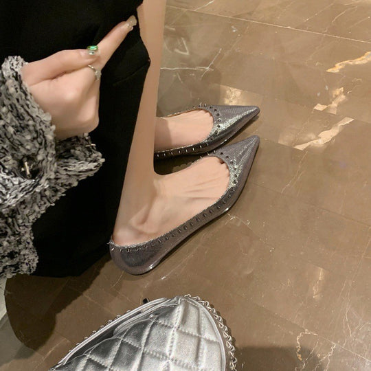 Damen elegante Ballerinas mit Nieten EB