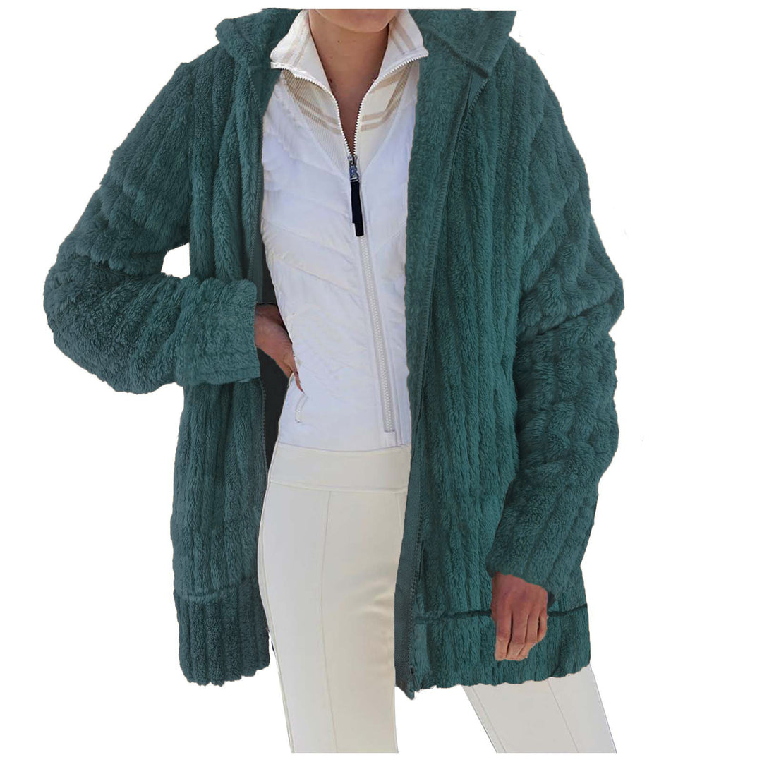 Damen Flauschige Kuscheljacke mit praktischen Taschen EB