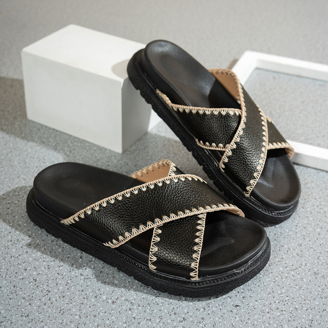 Damen Bequeme Clogs mit geflochtenem Riemendesign und ergonomischem Fußbett EB