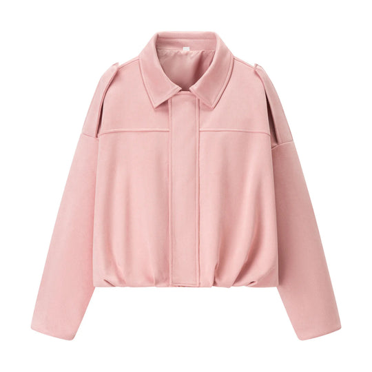 Damen modische cropped Jacke mit bequemen Bündchen und elegantem Kragen EB