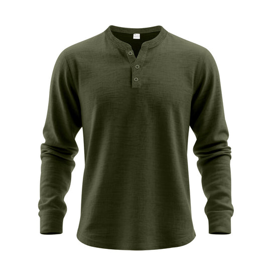Herren Langarm-Henley-Shirt aus weichem Baumwollmix EB