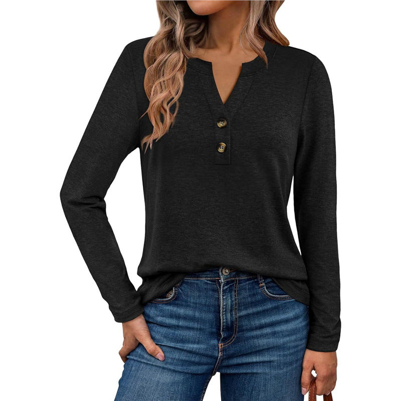 Damen Langarmshirt mit Knopfdetails EB
