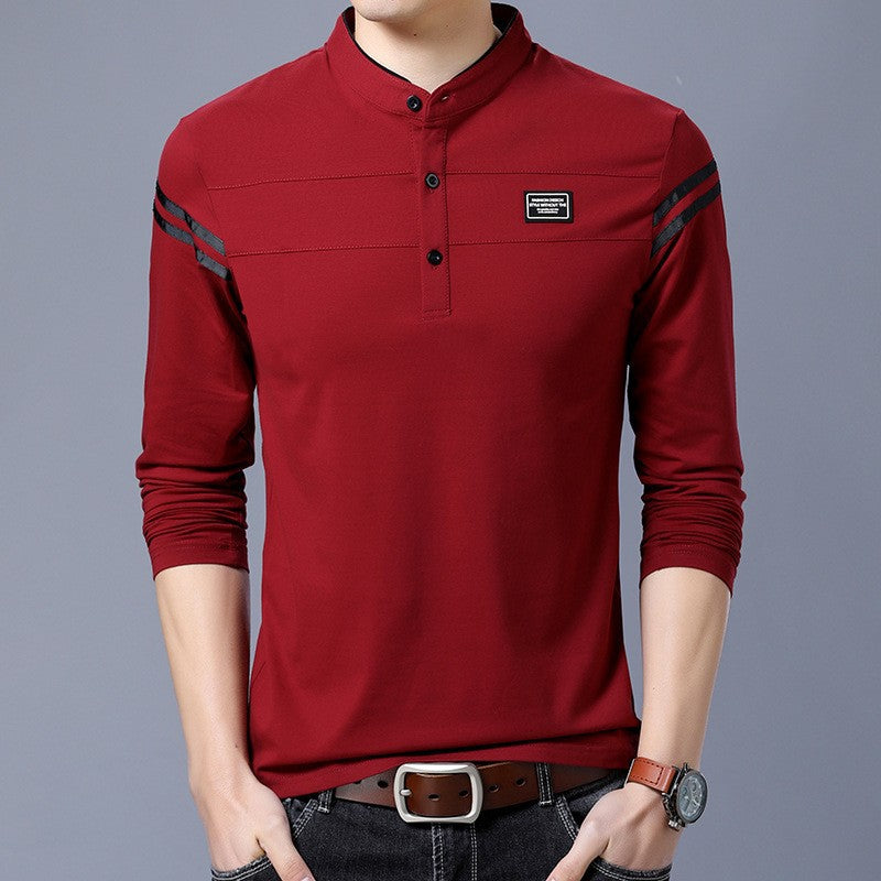 Herren Langarm-Henley-Shirt mit stylischen Kontraststreifen EB