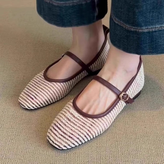 Damen Klassische Ballerinas mit verstellbarem Riemen EB